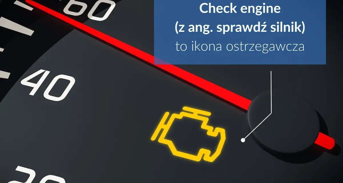Na desce rozdzielczej świeci się żółta kontrolka "check engine", sygnalizując problem z silnikiem.