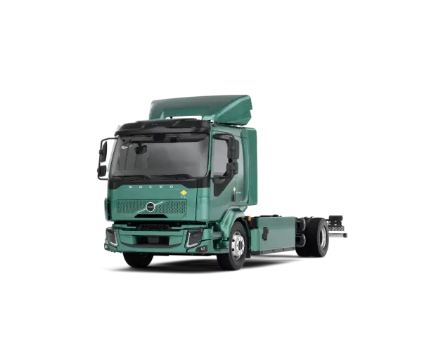 Zielony Volvo FL, elektryczny, gotowy do pracy.