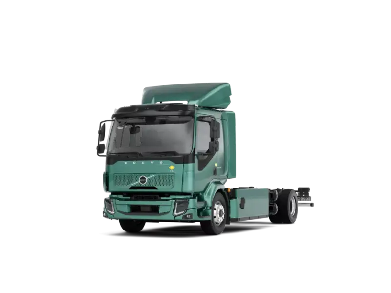 Zielony Volvo FL, elektryczny, gotowy do pracy.